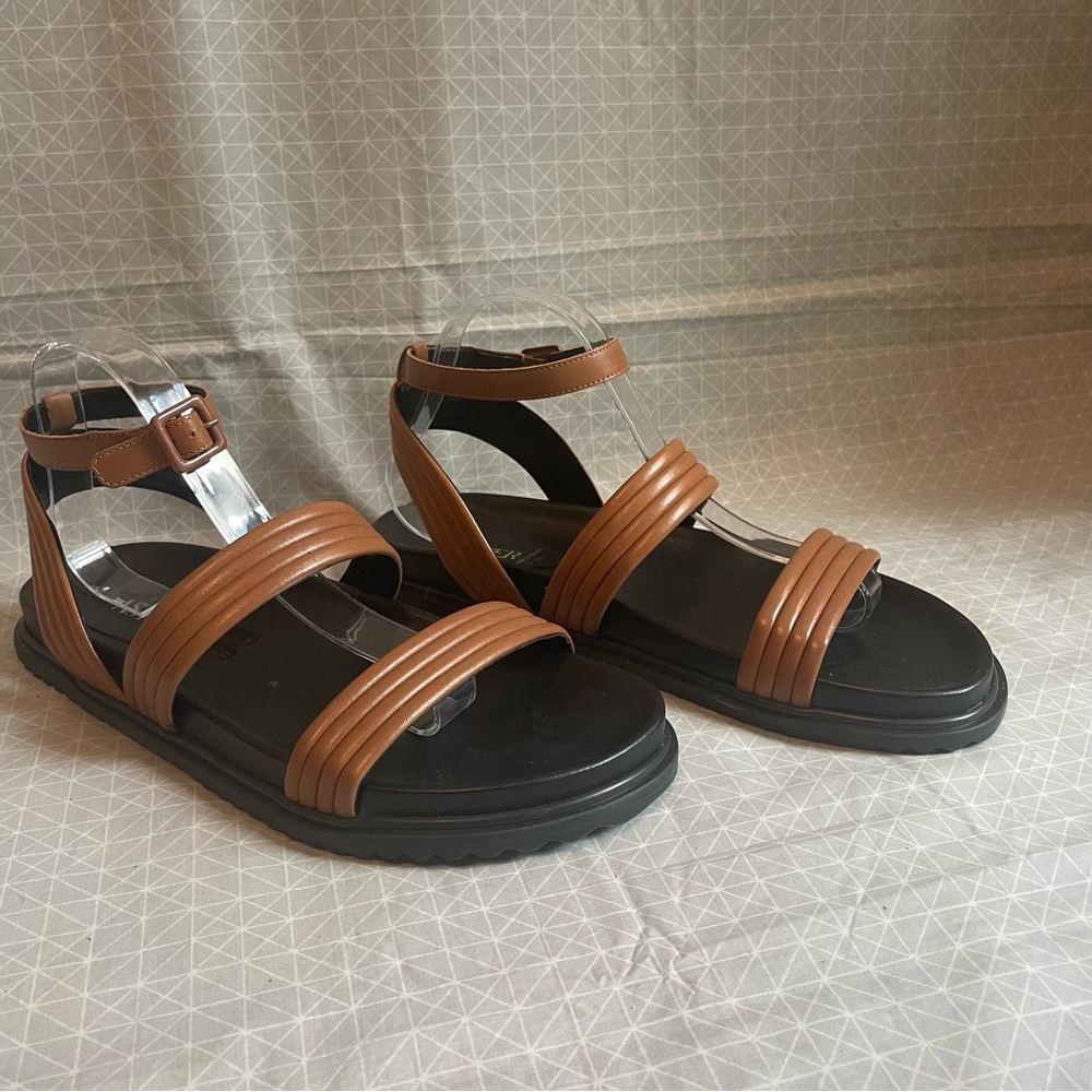 Aster Harriet Ankle Strap Sandals in Cashmere Luggage Leather 11